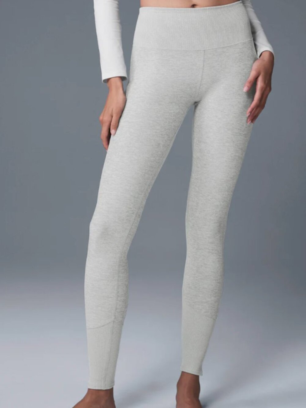 Alo Yoga High Waisted Alosoft Lounge Leggings Athletic Heather Gray - Picture 2 of 7